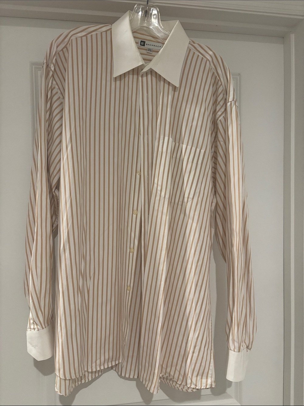 Bachrach Cream and Beige Stripe Dress Shirt